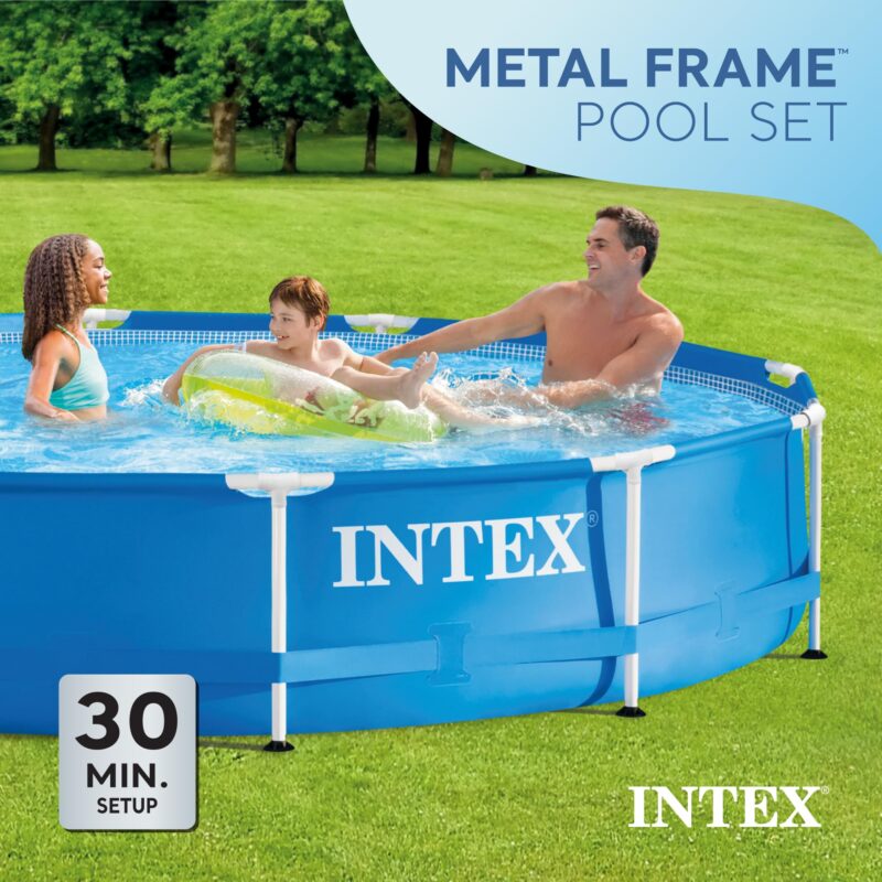 Intex 28211EH Metal Frame Pool Set – 12ft (3.66m) x 30in (76cm) Round Above Ground Swimming Pool with 530 GPH Pump – 1,718 Gallon (6,504L) Capacity – 3-Ply Puncture-Resistant PVC – Rust-Resistant Frame - Image 5