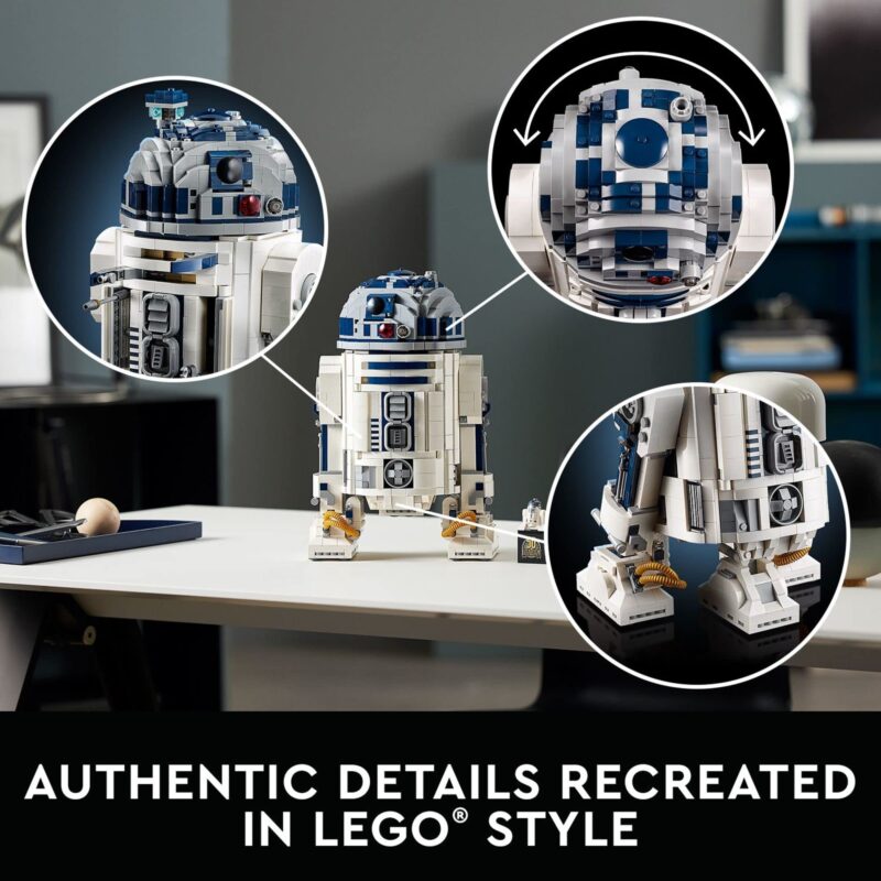LEGO Star Wars R2-D2 75308 Droid Building Set for Adults, Collectible 3D Display Model with Info Plaque and Hidden Lightsaber, 2314 Pieces - Image 6