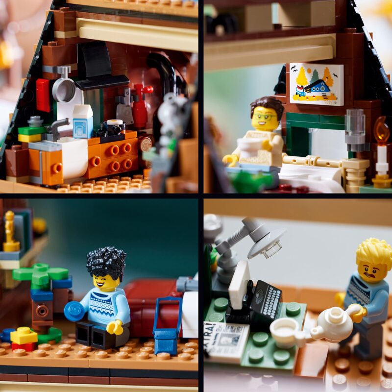 LEGO Ideas A-Frame Cabin 21338 – Collectible Display Set for Adults, Nature-Inspired Model with Minifigures and Animal Figures, Architecture Gift Idea - Image 6