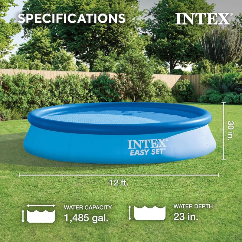 Intex 28167EH Easy Set Inflatable Pool Set – 15ft (4.57m) x 48in (122cm) Round Above Ground Pool with 1,000 GPH Pump, Ladder, Cover & Ground Cloth – 3,736 Gallon (14,141L) Capacity – 3-Ply PVC - Image 40
