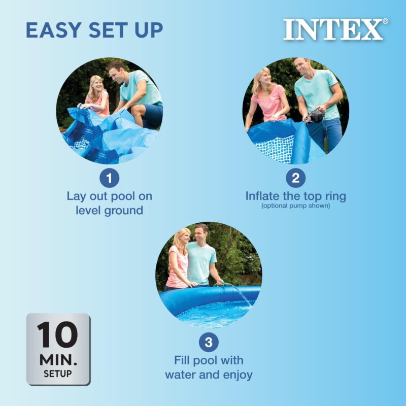 Intex 28167EH Easy Set Inflatable Pool Set – 15ft (4.57m) x 48in (122cm) Round Above Ground Pool with 1,000 GPH Pump, Ladder, Cover & Ground Cloth – 3,736 Gallon (14,141L) Capacity – 3-Ply PVC - Image 14