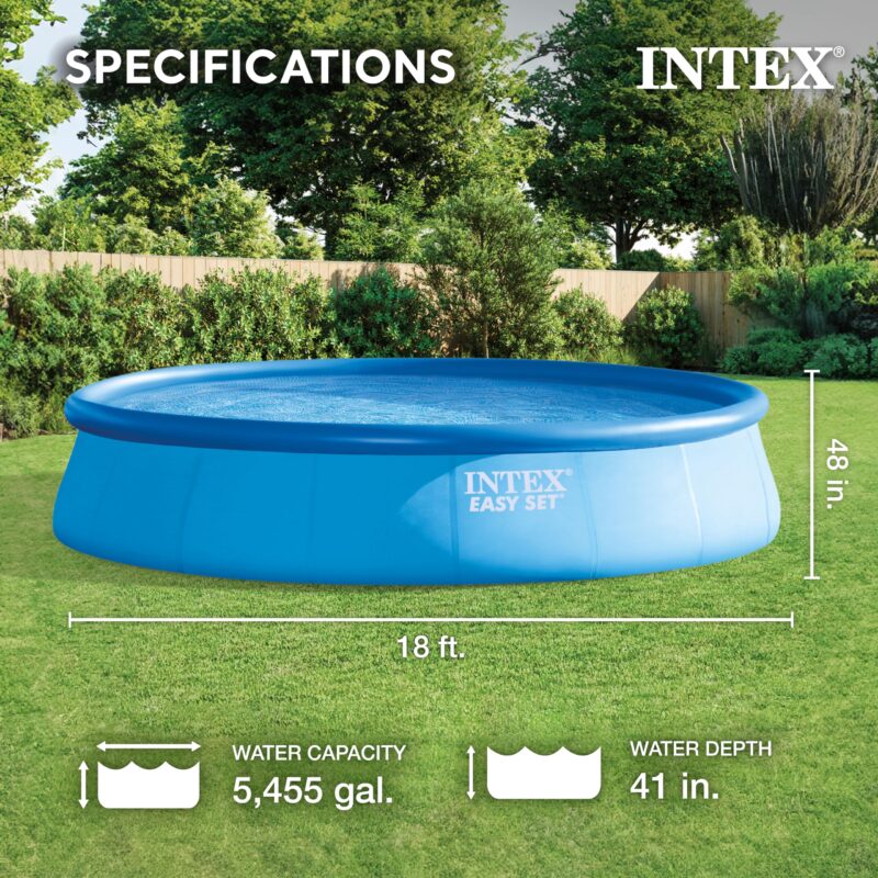 Intex 28167EH Easy Set Inflatable Pool Set – 15ft (4.57m) x 48in (122cm) Round Above Ground Pool with 1,000 GPH Pump, Ladder, Cover & Ground Cloth – 3,736 Gallon (14,141L) Capacity – 3-Ply PVC - Image 66